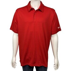 Under Armour Mens Size XL Red Heatgear Loose Fit Polo Golf Collared Shirt New